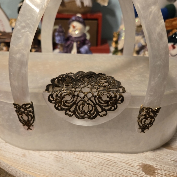Chic Cream Decorative Bag with Gold Detailing - Picture 7 of 12